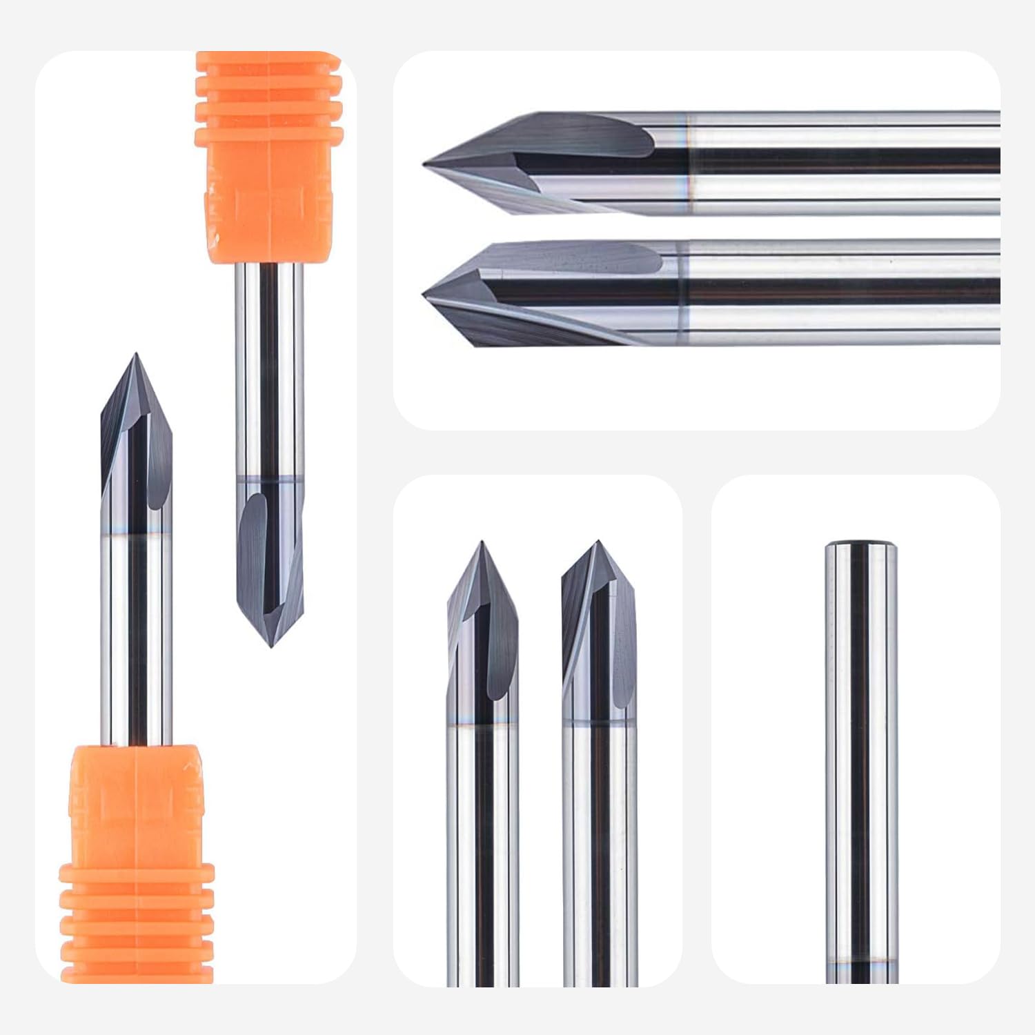 SpeTool Fraise à graver - Chanfrein - Tige 6 mm - 60° et 90° V - Rainurage VHM 3 flûtes - Fraise CNC