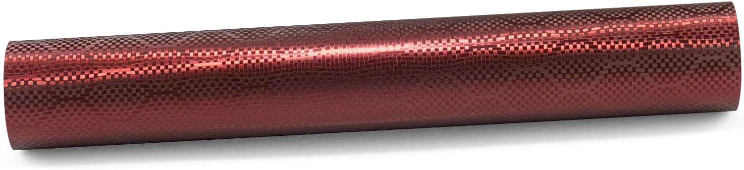 60"x84" (5FTx7FT) PET Honeycomb Carbon Fiber Satin Dark Red Vinyl Wrap Auto Car Sticker Decal Film Sheet Like Paint Bubble Free Air Release Technology with Tool Kit