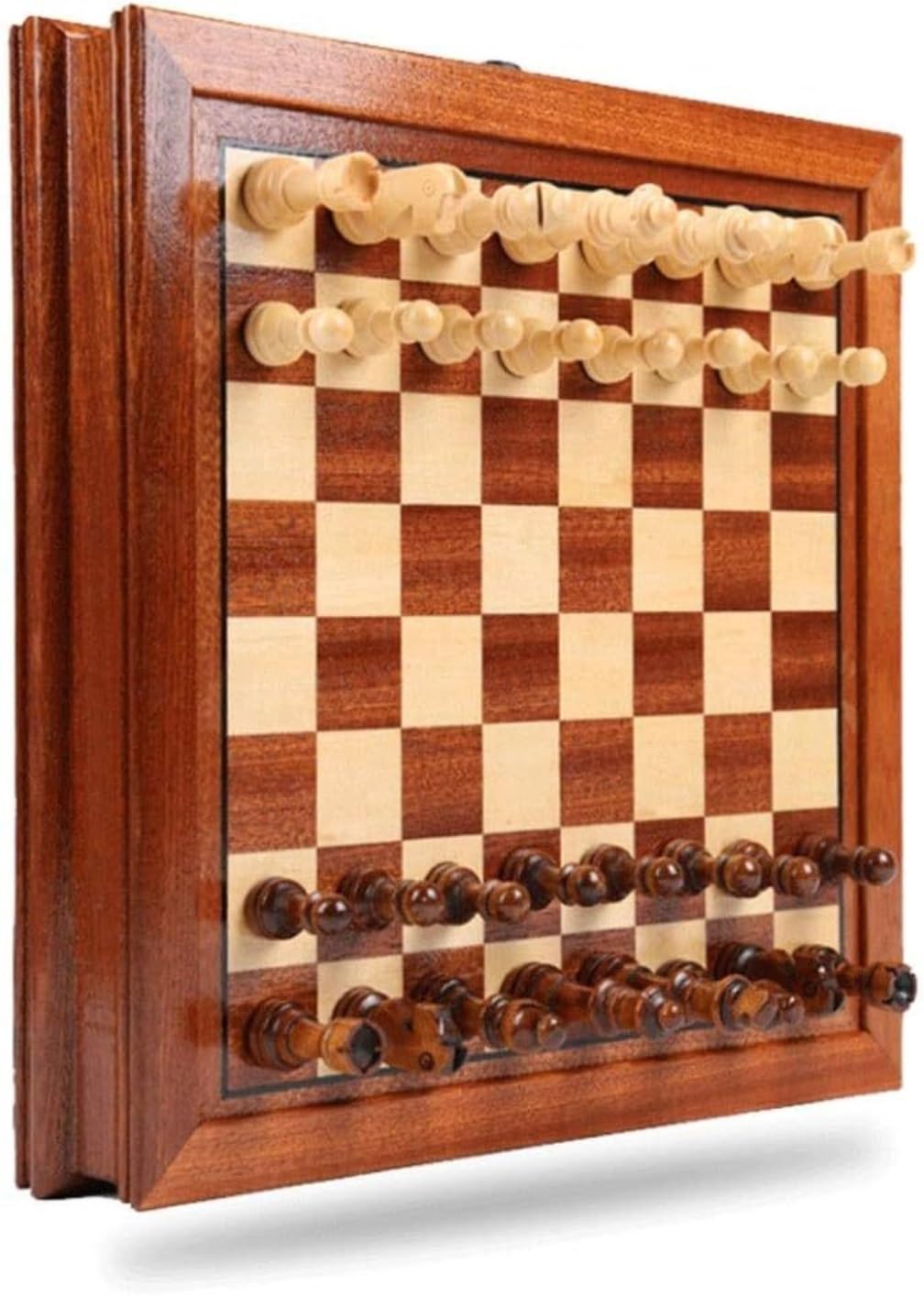 Zestaw Szachowy Szachy Z Litego Drewna Podwójną Szufladą Magnetyczne Ręcznie Robione Elementy Szachownica Wielofunkcyjna Dla Dorosłych Gra(41 * 41cm)