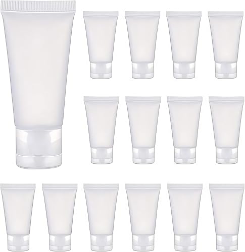 24 tubos blandos vacíos de plástico transparente rellenables de 1.0 fl oz/1.7 oz con tapa abatible, botella de loción, embalaje de muestra de viaje,