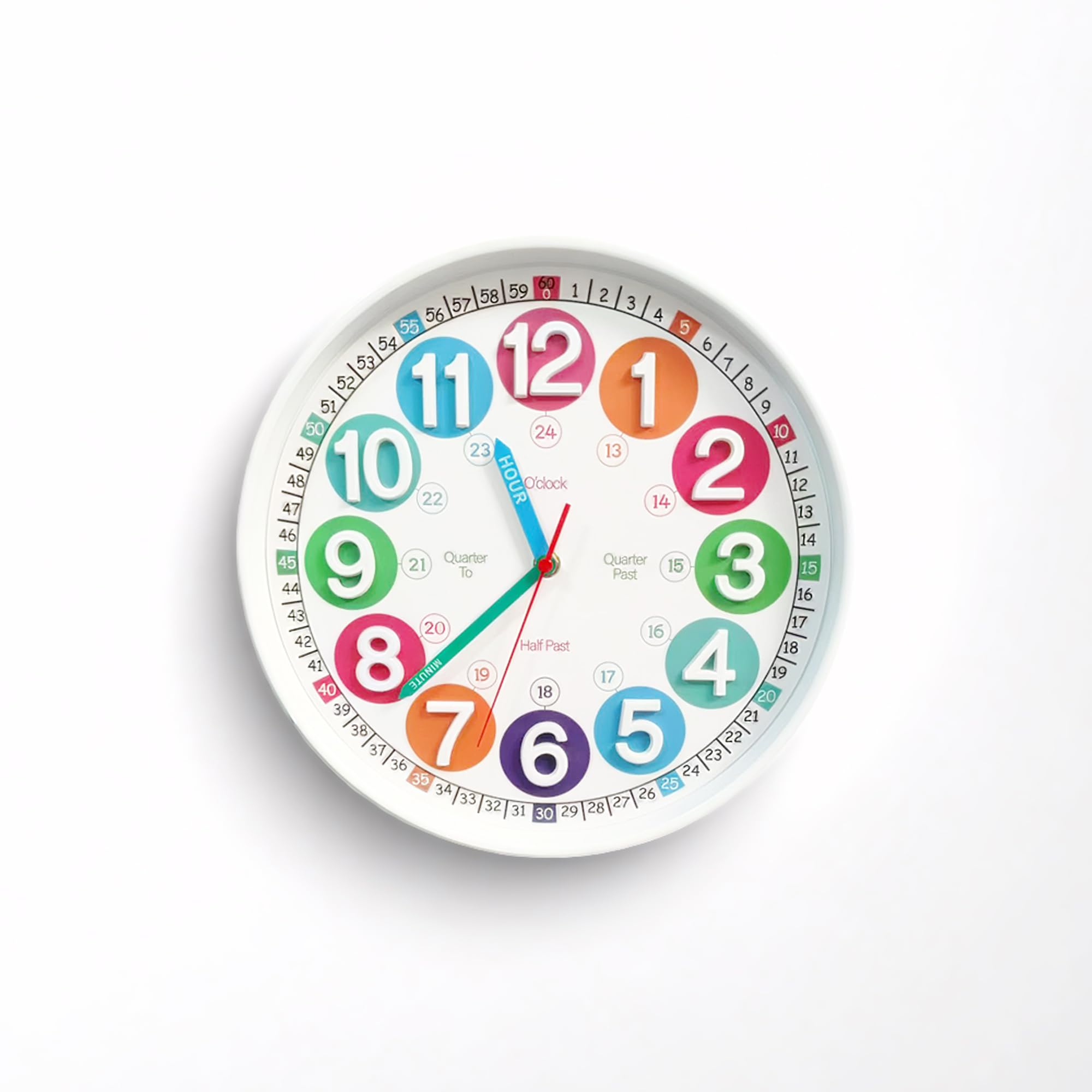 Amazon.com: SYOYUEX Wall Clocks,Learning Time Clock,12 Inch 3D