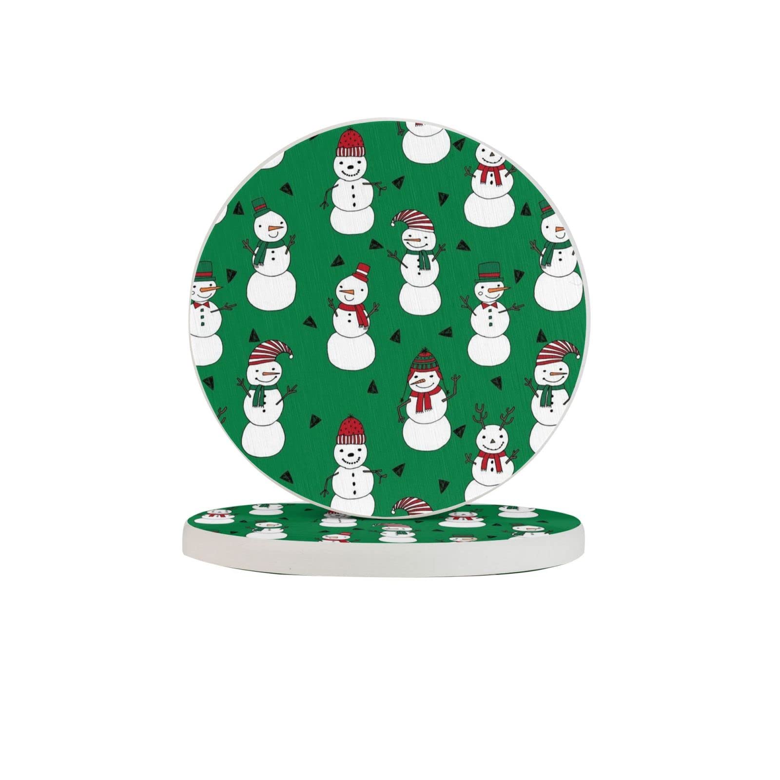 Christmas Snowman Four Pieces Coaster Heat-Resistant Reusable Saucers for Drinks Wine Glasses Plants Cups Mugs