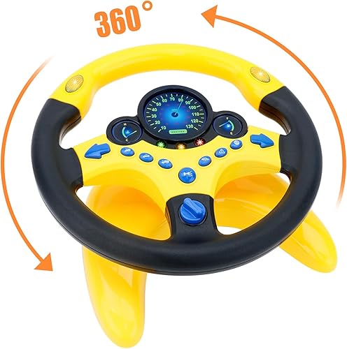 Miniatura 5 de deAO Volante infantil para asiento trasero con llave de automóvil, simulado, volante de conducción simulada, juguete con luz y música regalos para