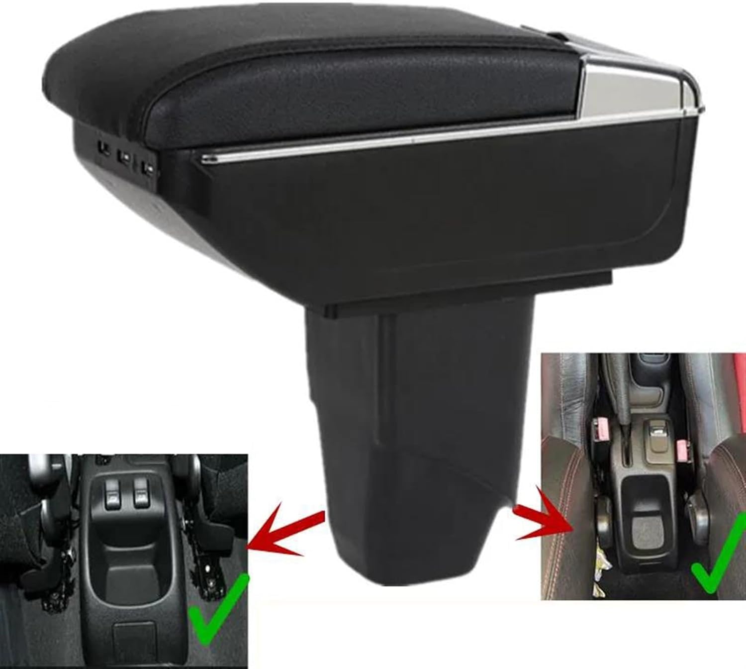Car Arm Rest Armrest Box With Cup Holder Double Layer Storage Armrest Box With 7 USB Ports For Peugeot 206 207