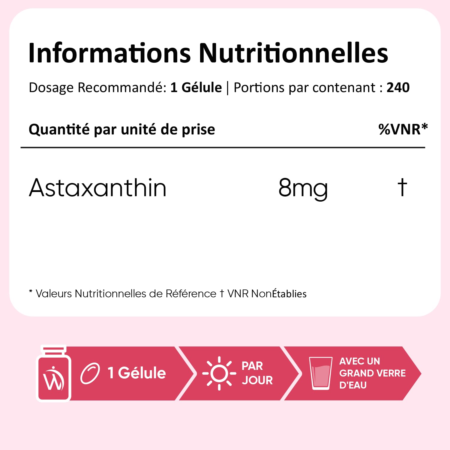 Astaxanthine Naturelle, 240 Gélules Molles Vegan pour 8 Mois, Issue d'Algue Marine Haematococcus Pluvialis Astaxanthine Vegan, sans Gluten et sans Stéarate de Magnésium