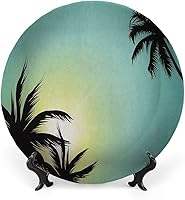 Vista 10 de Platos decorativos, adorno de impresión moderna, acuarela de ramas cítricas de limón, 6 pulgadas, decoración de pared de cocina, verde bosque