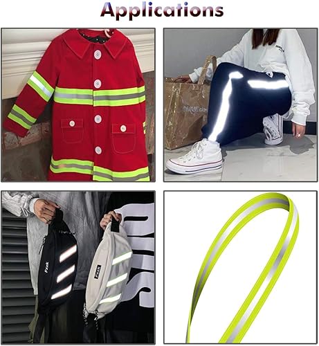 Miniatura 2 de LLPT Cinta reflectante para coser, alta visibilidad, de 1 pulgada x 50 pies, nailon plateado florescente de seguridad para advertencia, adorno de