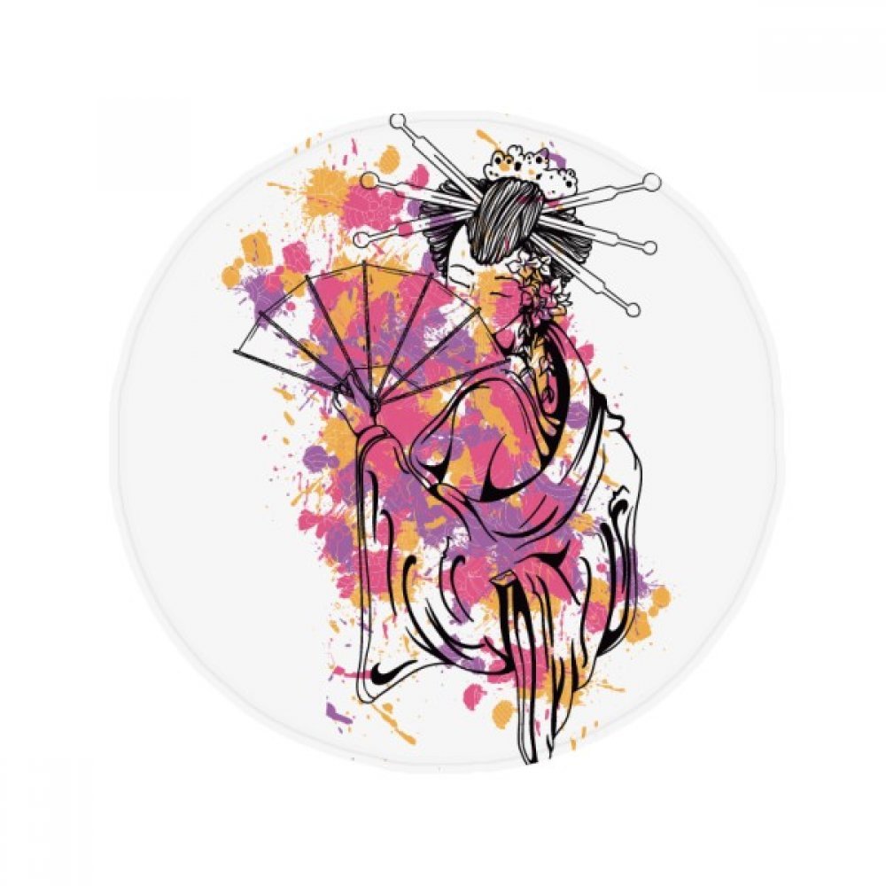 Tapis de Geisha japonaise rond anti-dérapant 80cm multicolore
