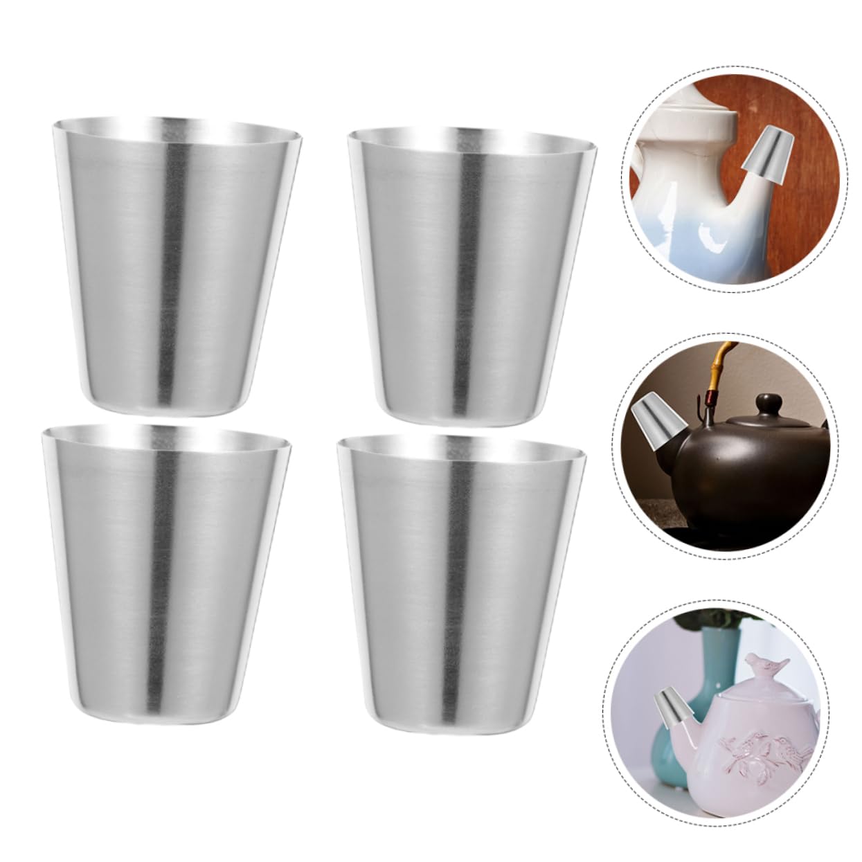 Garneck Teapot Spout Dust Cap Cover 4 Pack Metal Kettle Spout Protectors for Dustproof
