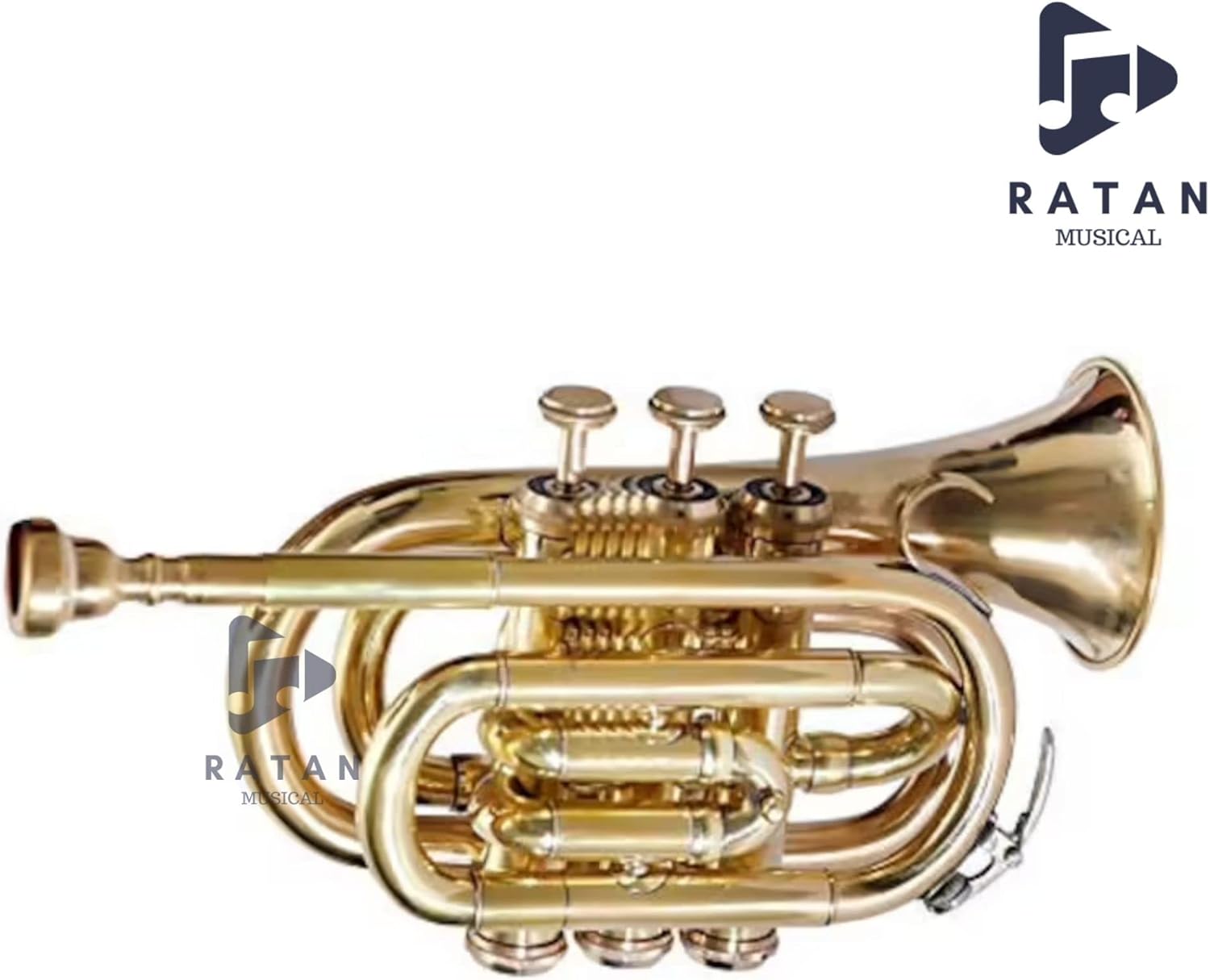 RATAN MUSICAL Pocket Trumpet Bb Pitch | Musical Brass Instrument For Beginner To Professional With case & Mouthpiece (BLACK) : Musical Instruments
