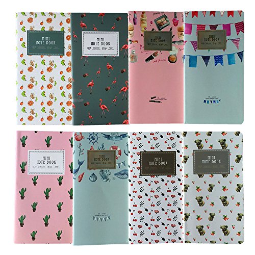 Shulaner Pocket Notebook Paginas en blanco Cuaderno Small Cute Notebook Cuaderno pequeño, 6.8 x 3.5 inch, Pack de 8