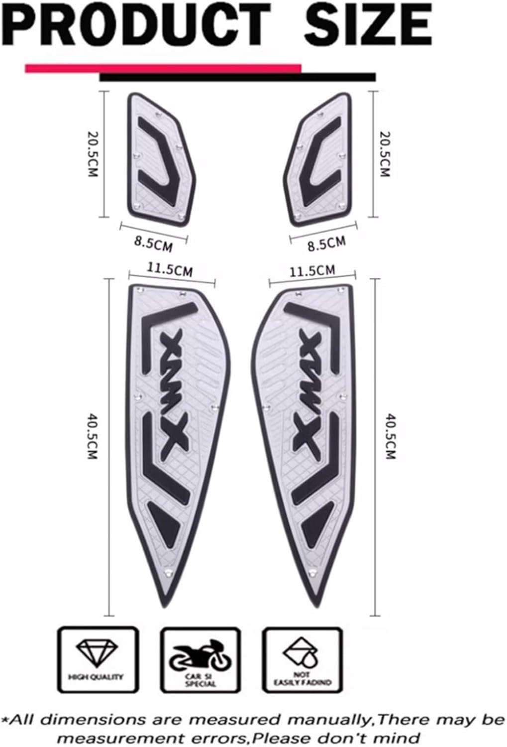 FOR XMAX300 XMAX 300 xmax300 2020-2024 2025 Motorcycle Aluminum Alloy Anti-Fall Foot Pads, Anti-Slip Front and Rear Foot Pedals Floor Boards (blue)