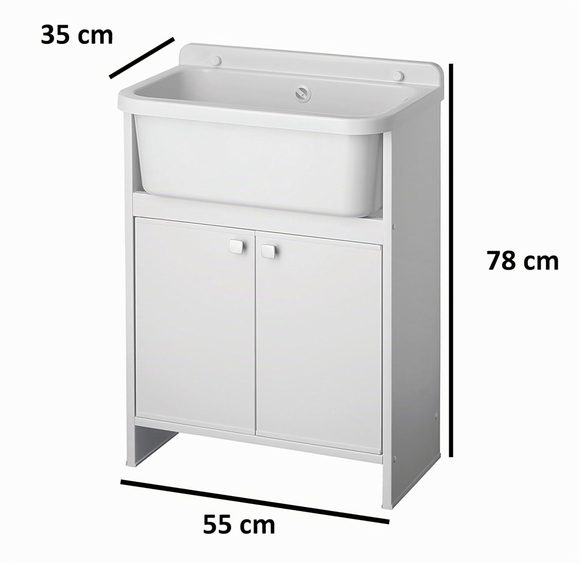 Negrari 5001PKC - Lavadero ahorra espacio, blanco, 55 x 35 x 78 cm