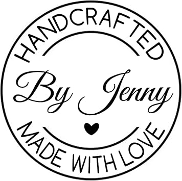 Personalized Name Stamp - Handcrafted Business, Handmade With Love, Custom Signature, Self-Inking Round 1.5"