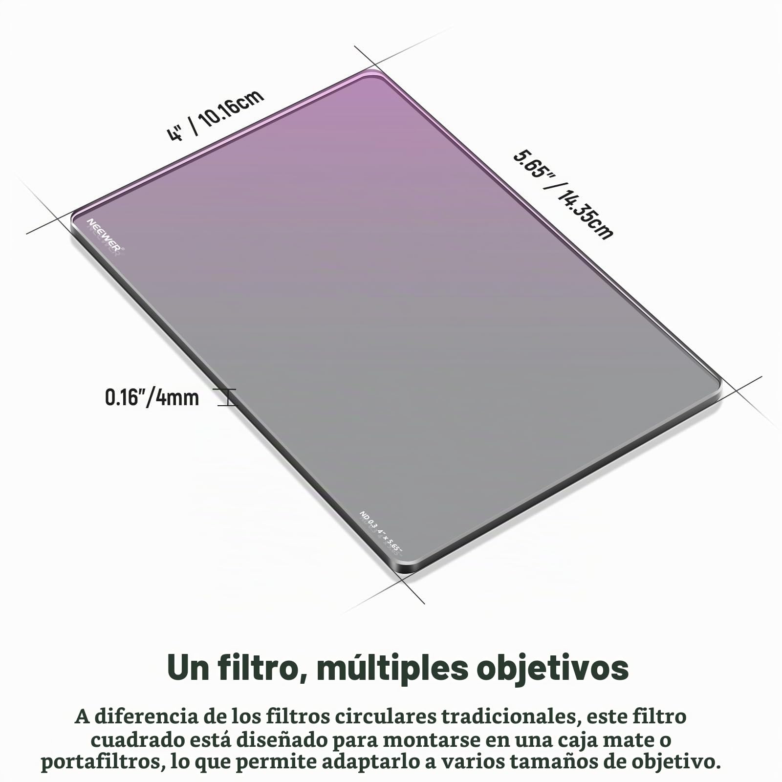 NEEWER Filtro ND Cuadrado ND0,3 (1 Parada), 4 x 5,65 Pulgadas, Doble Cara 30 Multi Nano Revestido, Filtro de Densidad Neutra para NEEWER Matte Box, Compatible con Tilta, Compatible con SmallRig