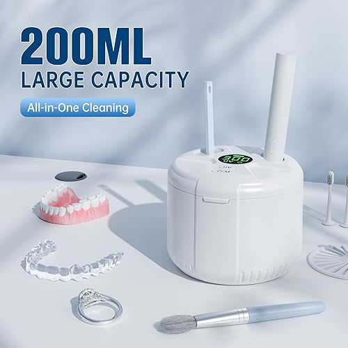 Miniatura 3 de Máquina Limpiadora Ultrasónica de Retenedores 45kHz, Cápsula de Limpieza Profunda Dental 200ML para Dentaduras, Alineadores, Invisalign, Protectores