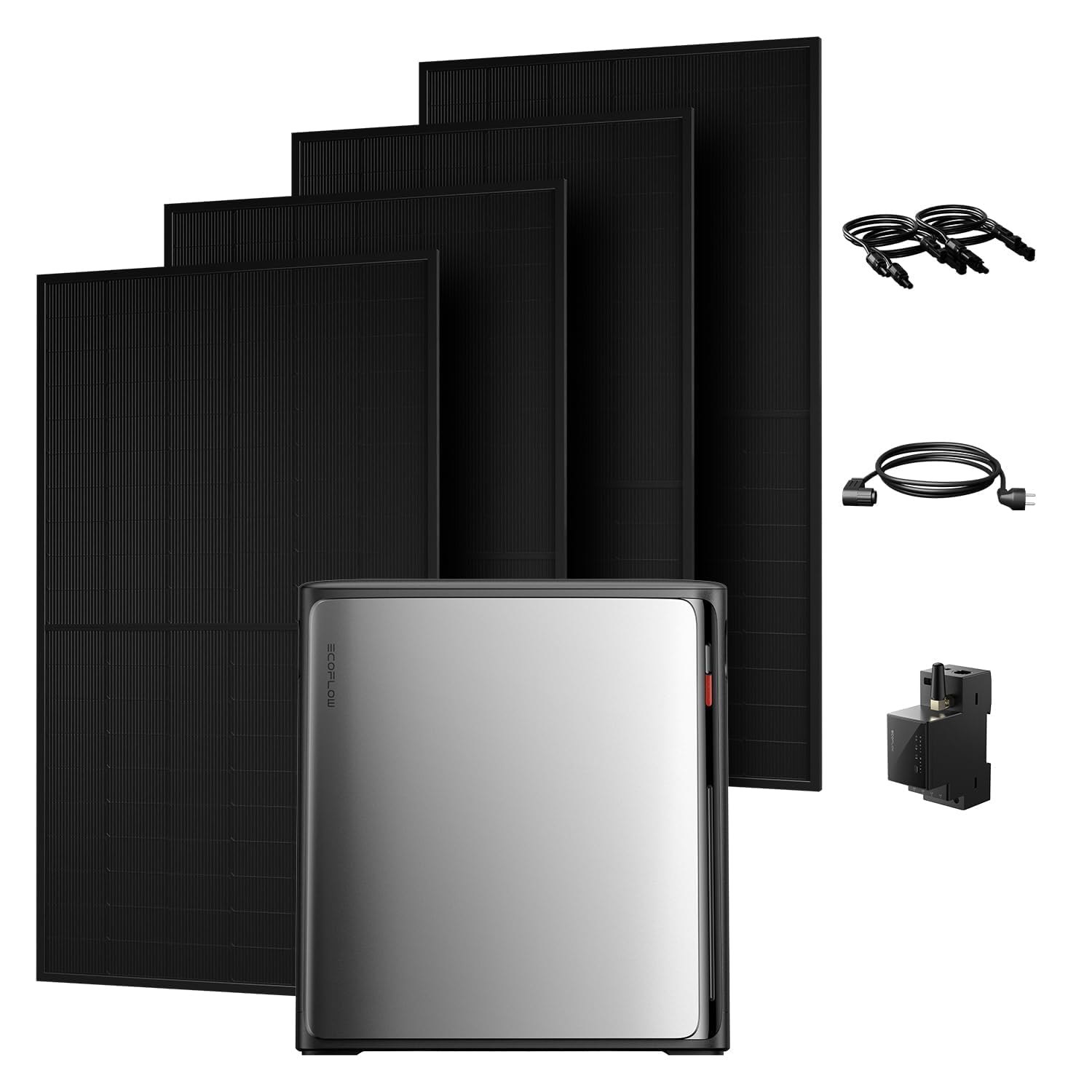 Powerness® All in One 2000W Balkonkraftwerk mit Speicher 3840Wh, ECOFLOW STREAM Ultra X mit 4 MPPT, Smarten Zähler & Zubehör Komplettset, 4×500W Full Black Bifaziale Solarmodule, Plug&Play(0% MwSt)