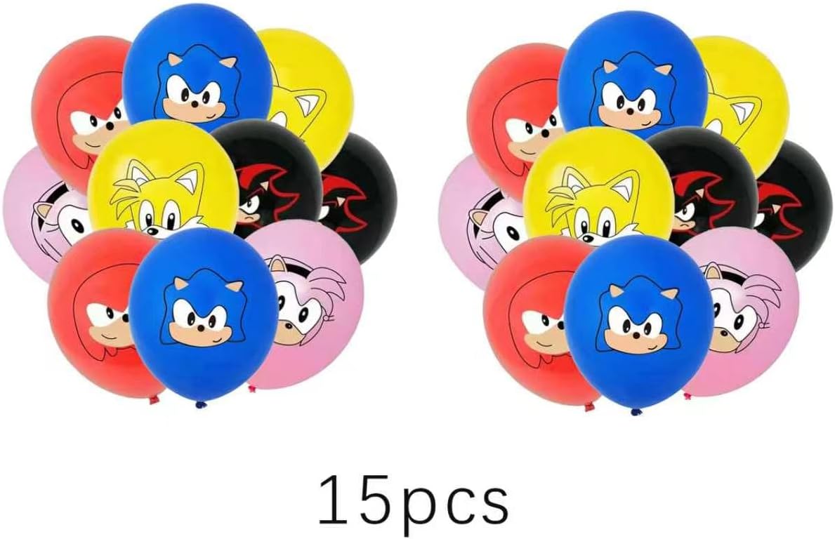 For Sonic Party Supplies, 49 PCS Birthday Decorations Set Include Banner, Balloons,, Hanging Swirls, Cake Cupcake Toppers, Tablecloth for Boys Girls Sonic Theme Party image 5