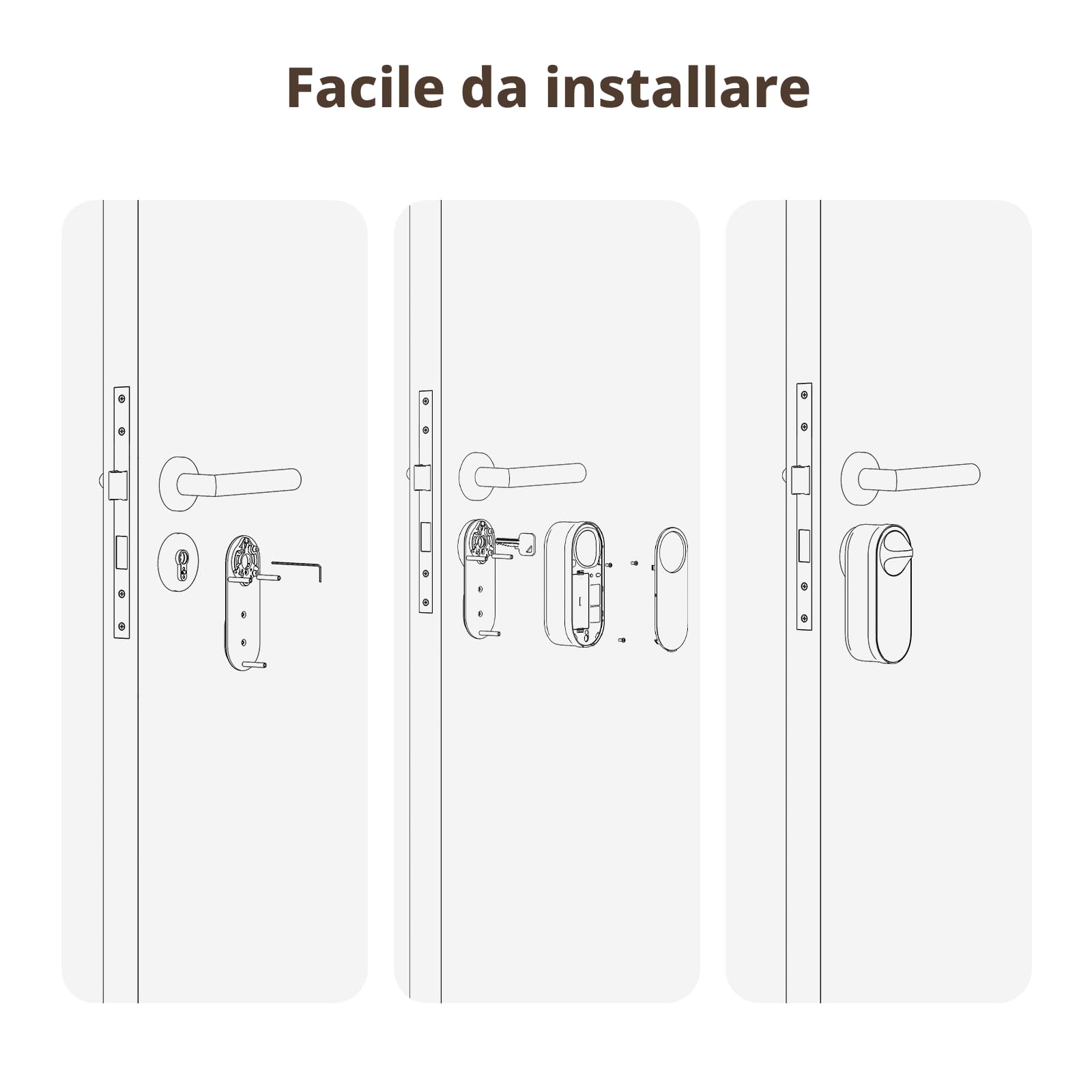 Aqara Serratura Smart U200 Lite, Matter over Thread, Blocco Automatico, Batteria Ricaricabile, Compatibile Cilindri a Profilo Europeo, Supporta Homekit, Home Assistant, Google Home, Alexa, Bianco