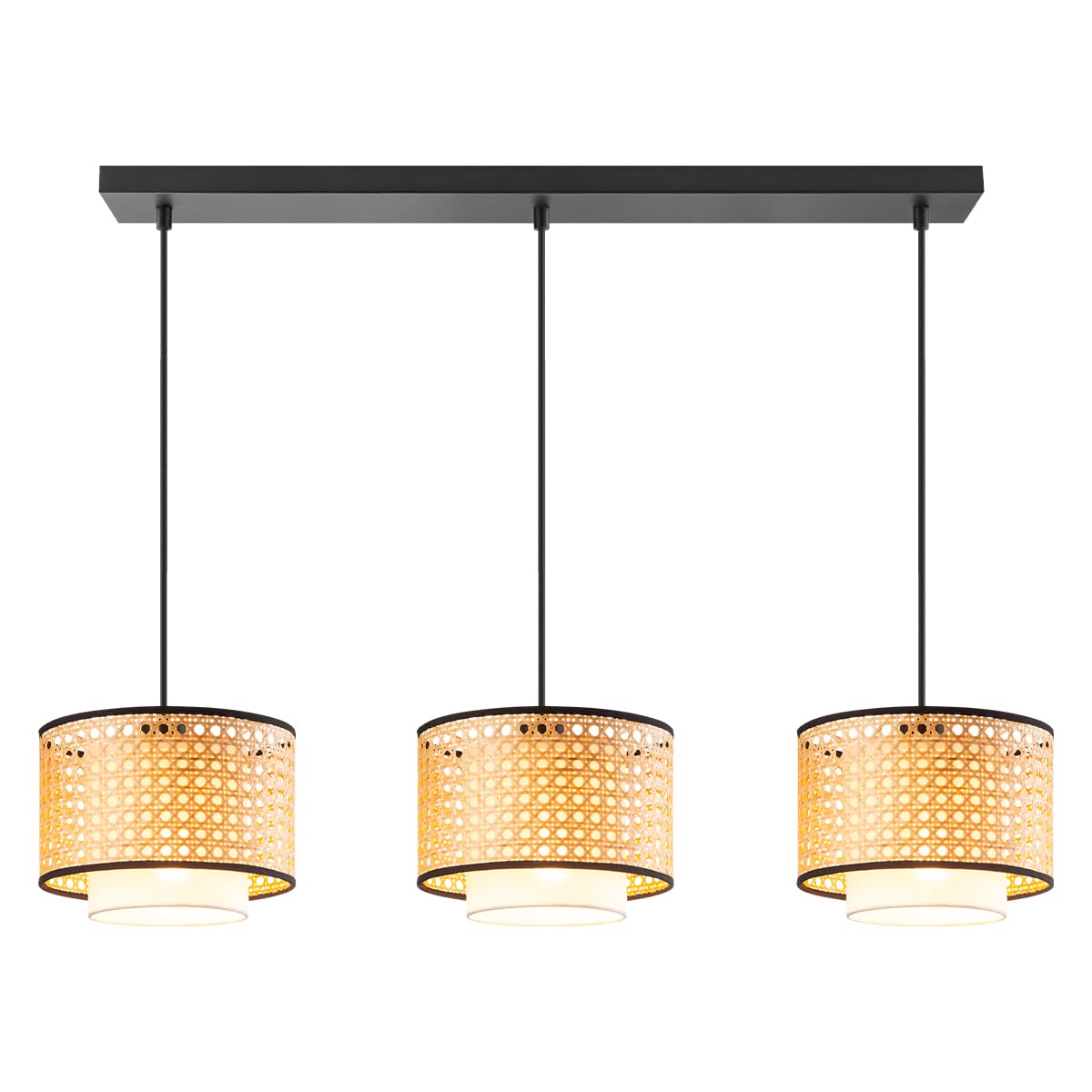 AKWAY Bamboo Pendant Lights - Set of 3 -6