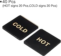 Vista 3 de PATIKIL Etiqueta autoadhesiva para agua caliente/fría, paquete de 20 pares/40 calcomanías cuadradas acrílicas para fregaderos de grifos, negro/dorado