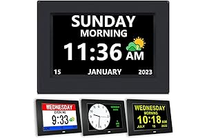 Digital Day Clock Calendar: Large-Time Day and Date Display