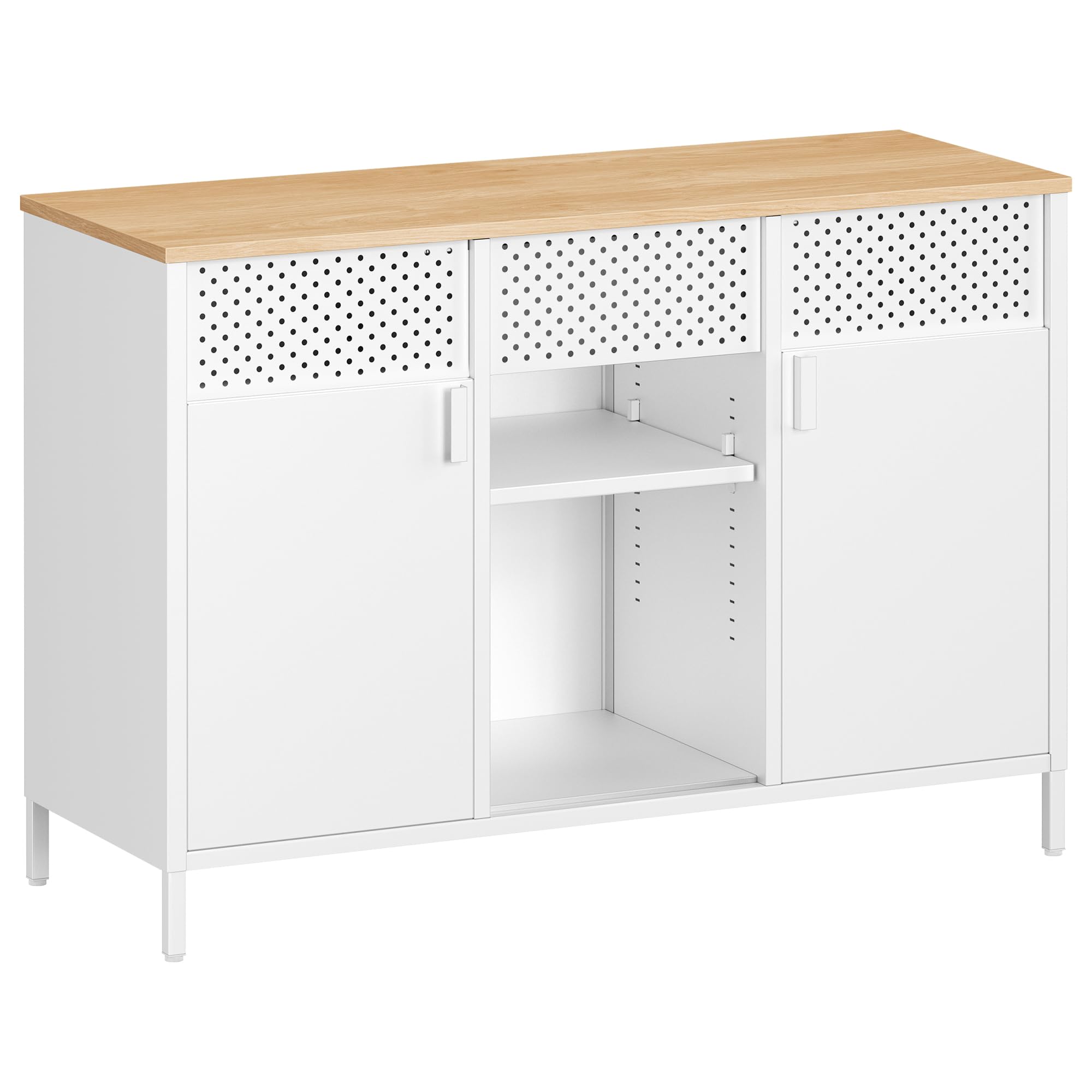 SONGMICS Aufbewahrungsschrank, Metallschrank, Schrank mit Doppeltür, Sideboard, Magnetverschluss, verstellbare Einlegeböden, Stahlgestell, vintagebraun-Mattschwarz LSC204B01
