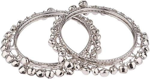 Efulgenz Joyería india oxidada, para Navratri, estilo bohemio, antiguo, gitano, tribal, indio, oxidado, plateado, con dije de campana, conjunto de