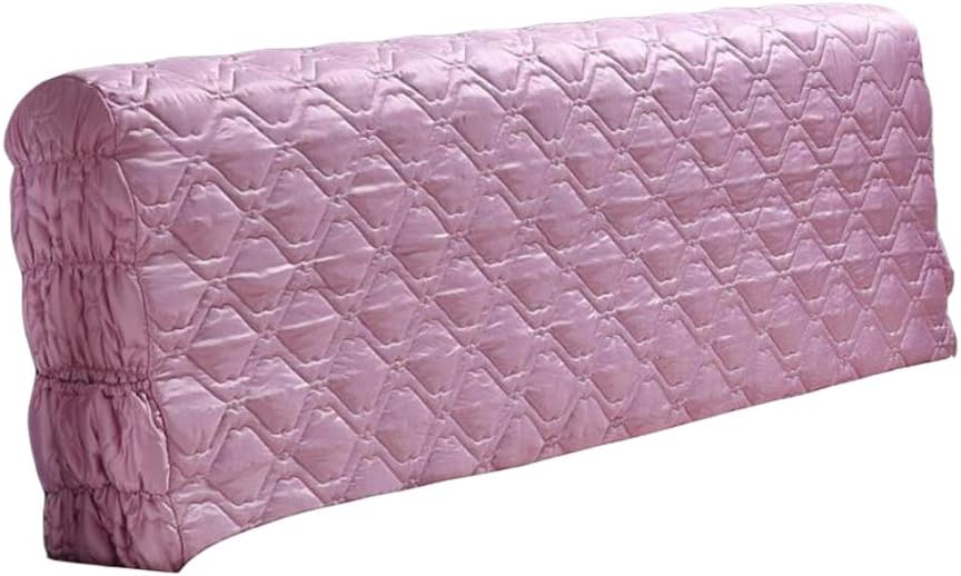 Luxury Silk Bed Head Cover or Quilted Slipcover - Stretchable Side, Phone Storage Bags, Machine Washable - Perfect for Bedroom Decor and Wedding Deco - Pink