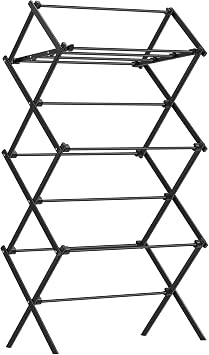 SONGMICS Foldable Clothes Airer, Steel Laundry Rack, 75 x 37 x 135 cm
