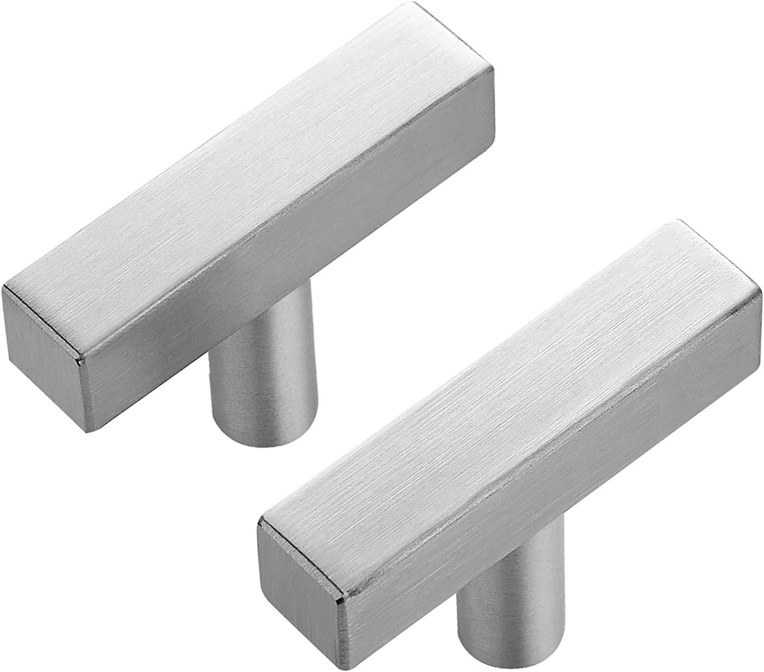 Ravinte 10 Pack Brushed Nickel T Bar Knobs 2 Inch Square Drawer