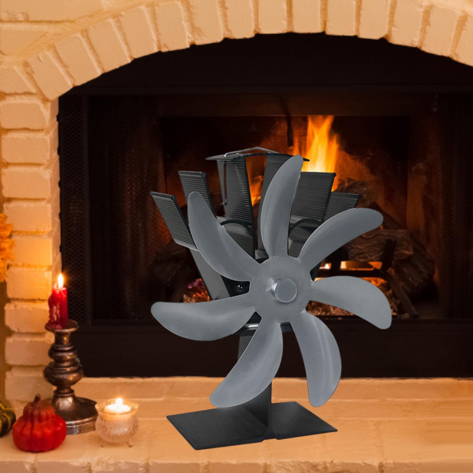 Sharplace 7 Ventilatore per a Legna Motore Silenzioso Alimentato dal Calore Circola Caldo/riscaldato Ventilatore per Stufa a Pellet/Legna/ceppi/Gas, Grigio