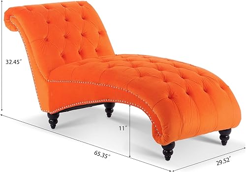 Miniatura 2 de Fulocseny Chaise Lounge de terciopelo copetudo para interiores, silla decorativa de ocio, sofá tapizado, tumbona de terciopelo, tumbona sin brazos,