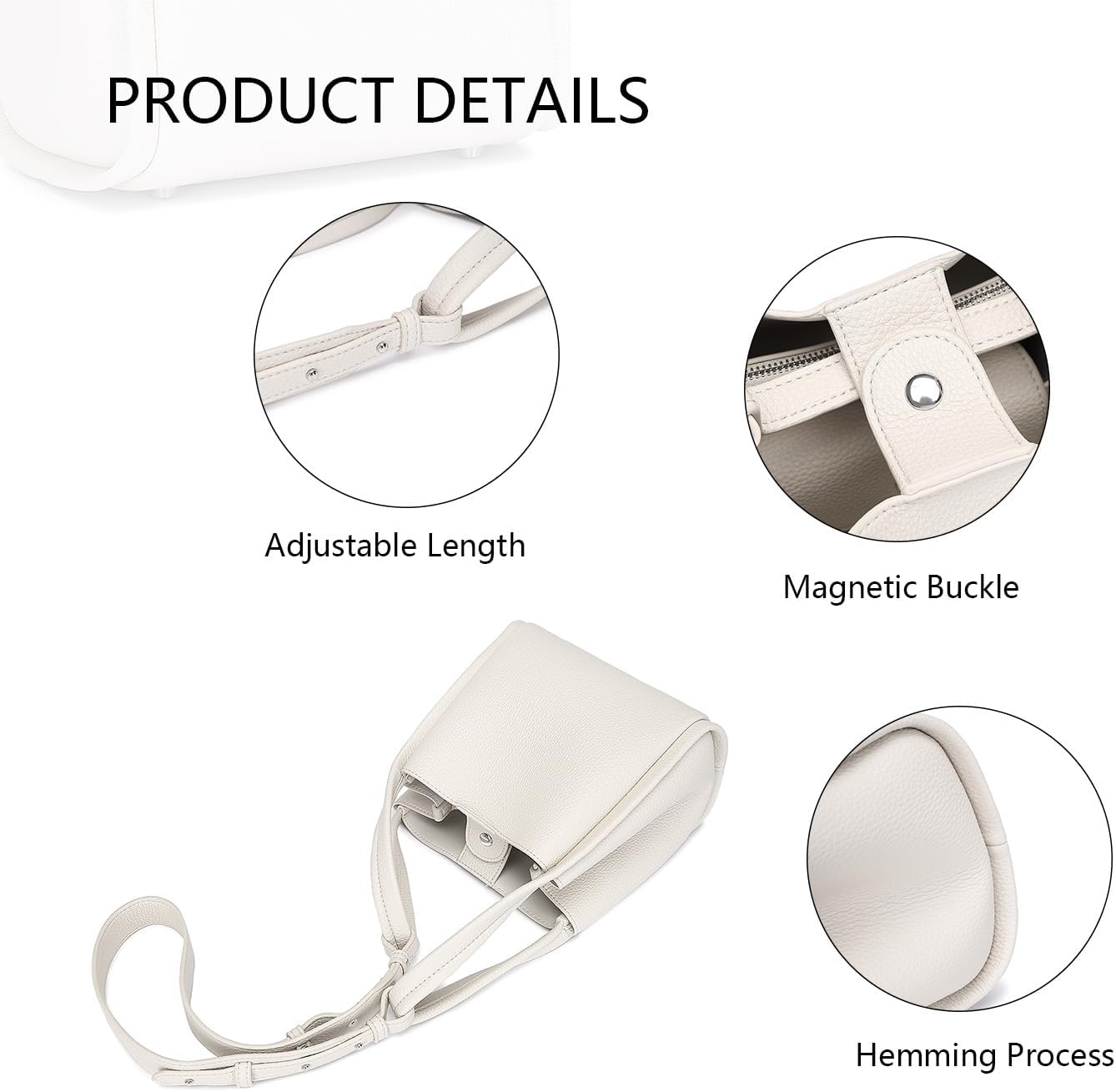 PU Leather Tote Bag Slouchy Handbag with Zipper Stylish for Women's - Image 5