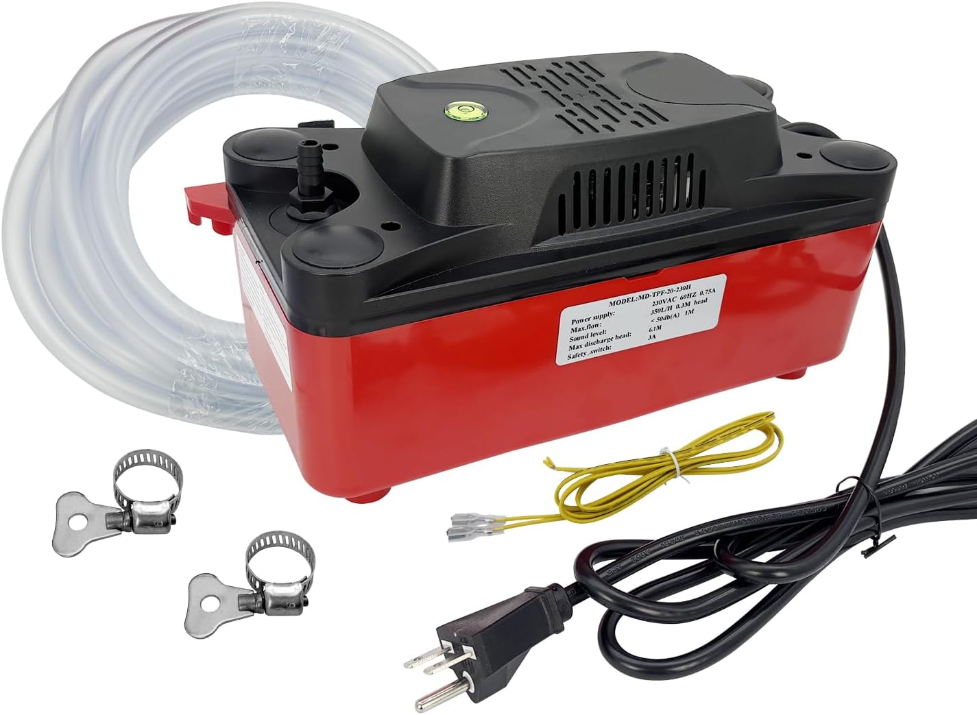 230V Condensate Pump for HVAC & Boilers - 92GPH, 20ft Lift, Auto Safety Switch w/ 20FT Tubing & 2 x Clamps