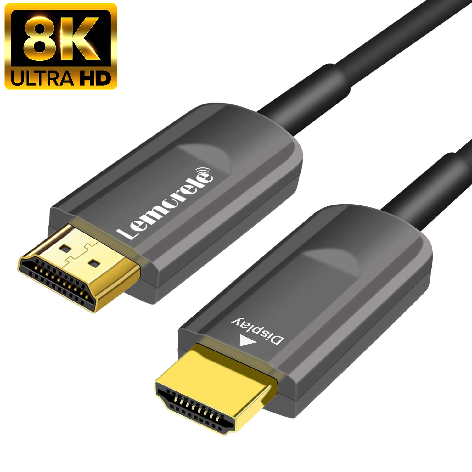 Lemorele 8K Optical HDMI Cable 15ft 8K@120Hz，Fiber Optic HDMI Cable Ultra High Speed 24Gbps Supports 8K RGB4:4:4 3D ARC for Roku TV Box, Xbox One X, PS4,Nintendo Switch (5m/15ft)