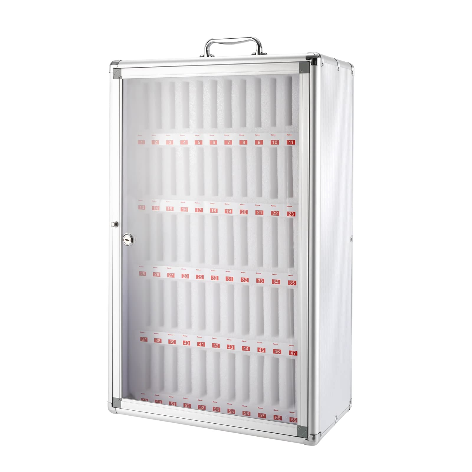 KJNHhugH Cell Phone Storage Cabinet, Aluminum Alloy Pocket Chart Cell Phones Storage Cabinet Cell Phone Locker Box with Handle for Office Classroom (60 Slots)