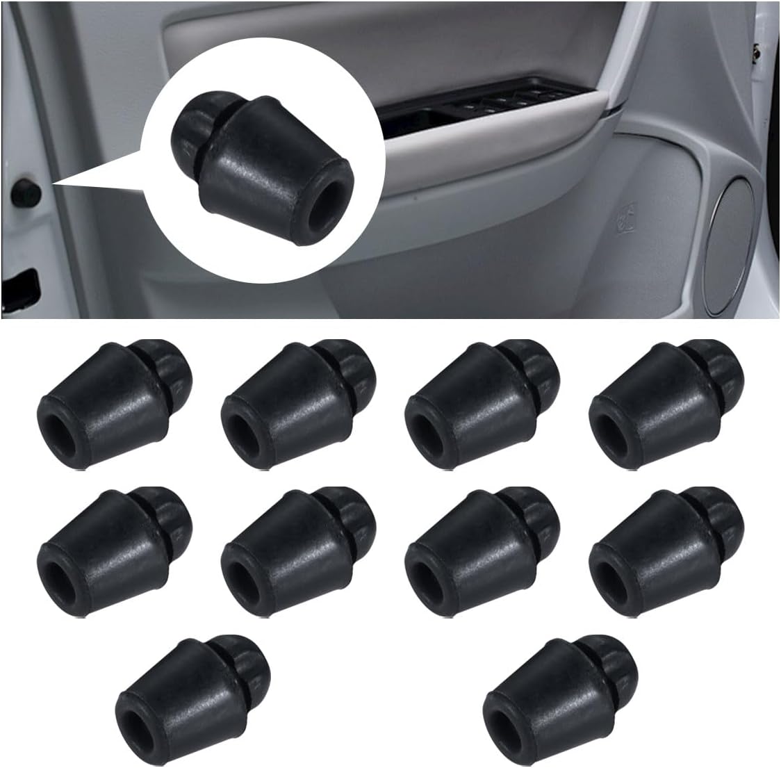 KITUREK Car Door Bumper Shock Absorbers, Rubber Slam Stoppers, Door Side Protector Buffer Pads, Front Rear Door Soundproof Guard Cushion, Car Accessories for Most Cars Trucks SUVs (10PCS)