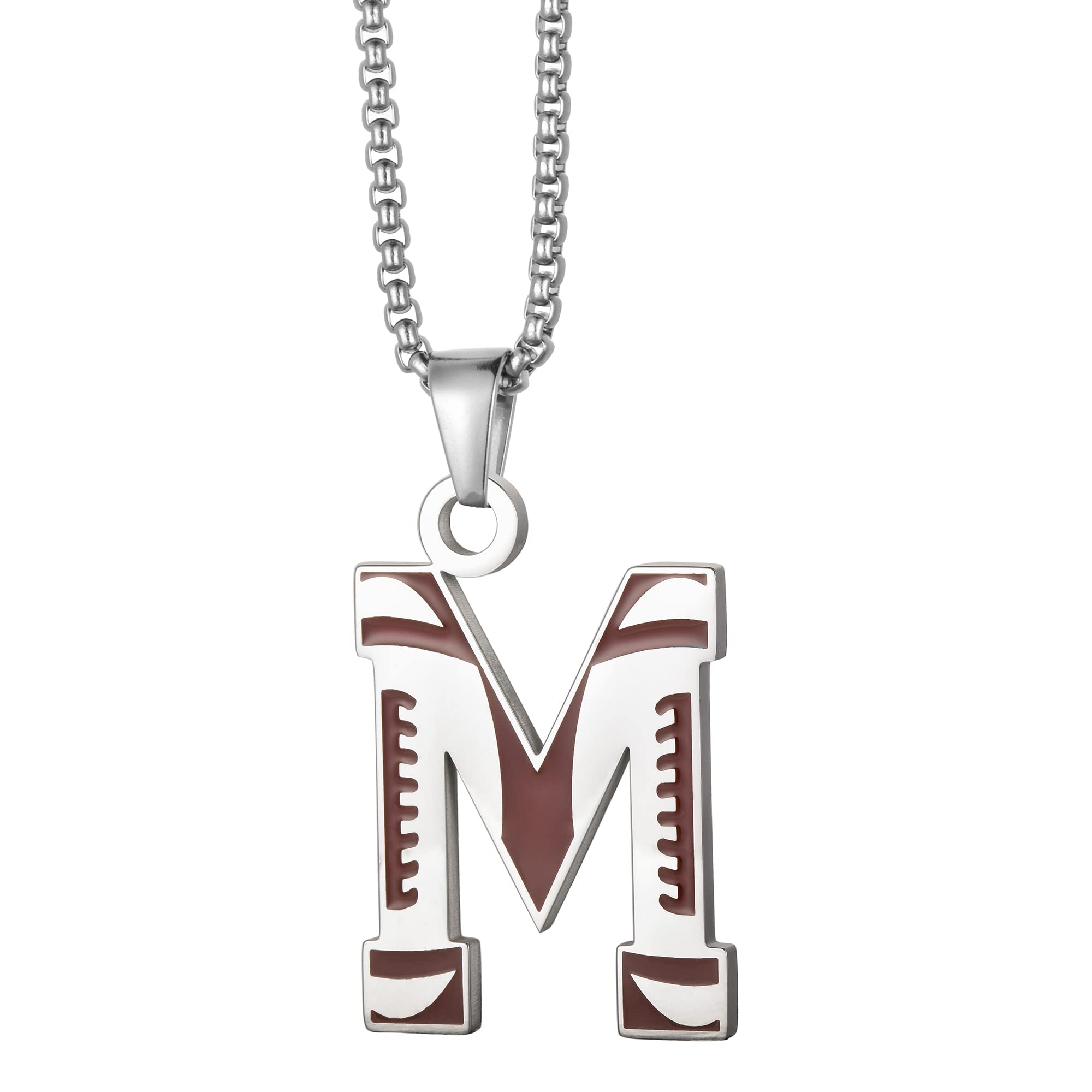 EZUY GNAY Letter Football Stainless Steel Football Necklace Player Number Pendant Silver Athlete LetterJewelry, Metal, not known