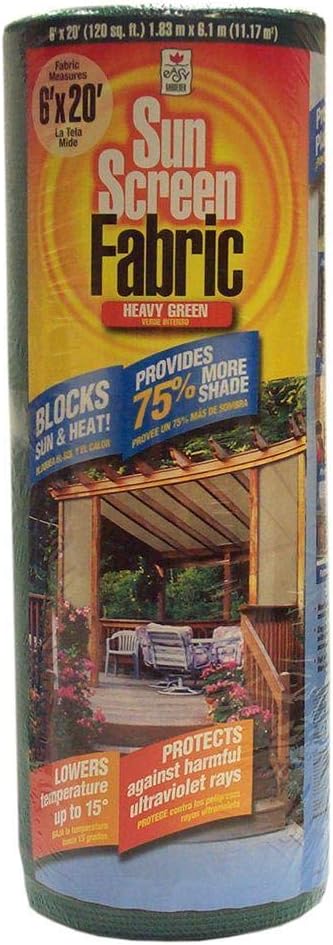 Easy Gardener 74020PS, Sun Screen Fabric, Reduce Temperature, Provide Shade, 6’ X 20’. Teal Green