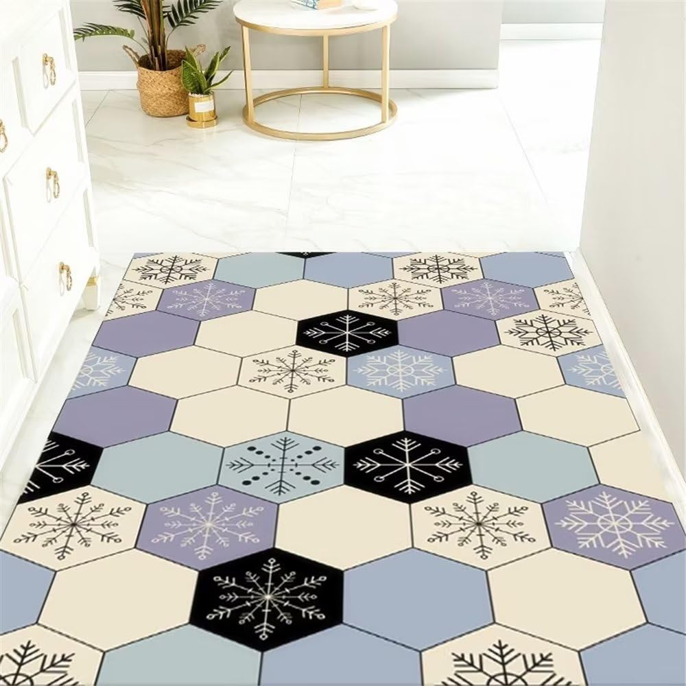 Tapis de salon bleu géométrique et rectangulaire antidérapant de 100x160