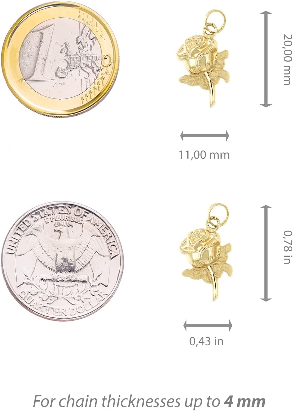 forme di Lucchetta - Women's Rose Flower Pendant Charm Solid Yellow Gold | Romantic Jewelry from Italy for Her
