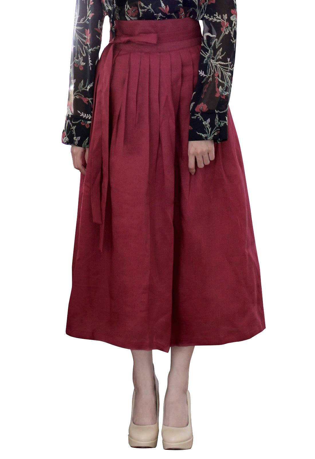 TETEROT SALON Women's Wrap Skirt Hanbok Korean Vintage Party Linen Long Skirts