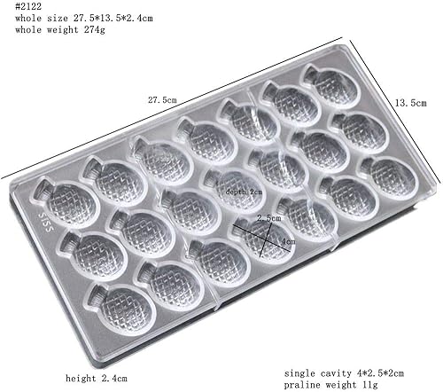 Miniatura 2 de LoBake 21 cavidades forma de piña PC policarbonato molde de plástico para chocolate accesorios de cocina DIY hornear suministros