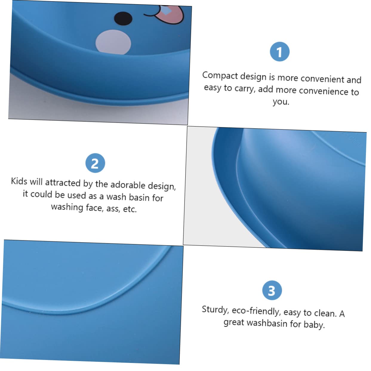 BESPORTBLE Portable Face Basin for Lightweight Multifunctional Washbasin with Stable Reinforced Design Adorable Cartoon Face Bathtub for Newborns and Travel Use Blue