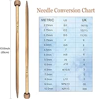 Vista 4 de Mdoker Aguja de tejer de bambú recta de un solo punto, agujas de tejer para suéter de 13.8 pulgadas de longitud para proyectos de tejer hechos a