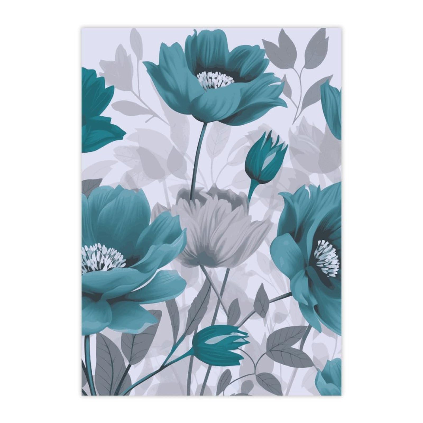 Décoration ordinateur portable stickers motif floral bleu sarcelle