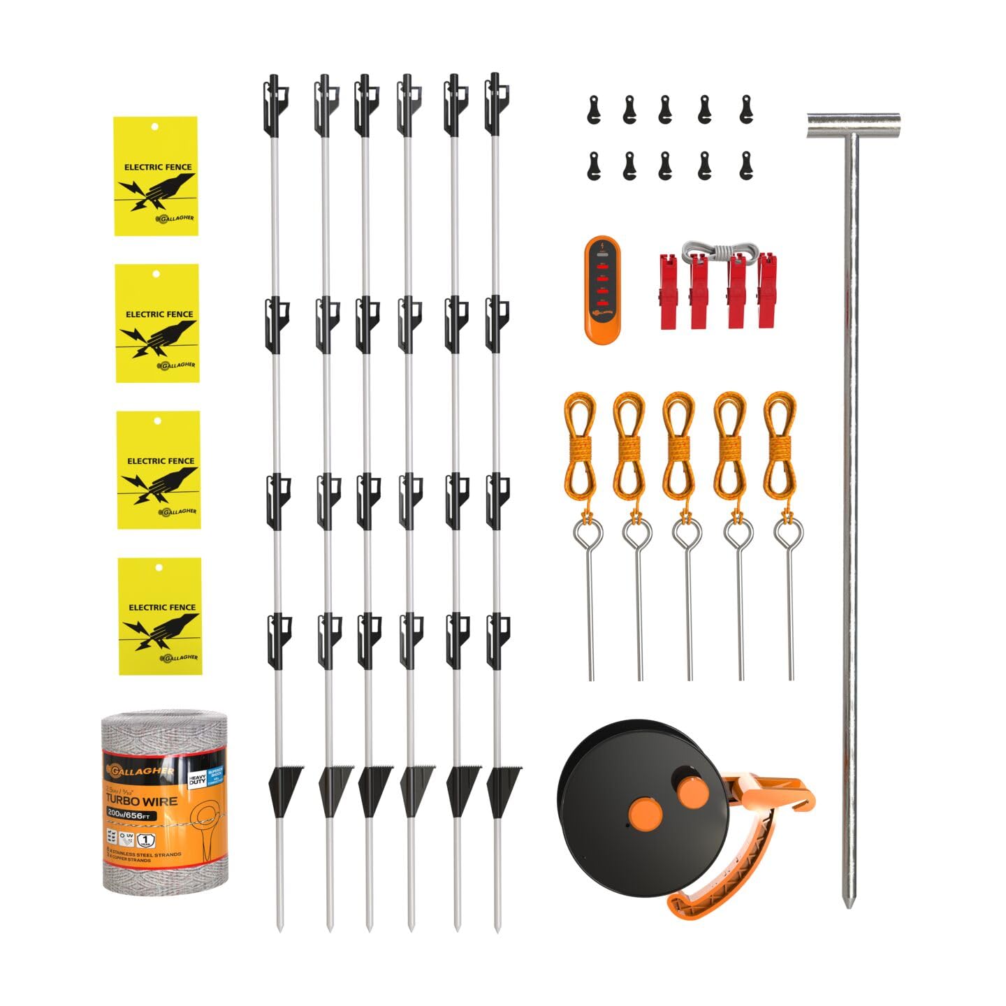 Gallagher Portable Bear Fence Kit | Electric Fence for Campsites, RVs, Gardens, Beehives, and Trash Protection | Wildlife Deterrent System with Turbo Wire, Posts, and More