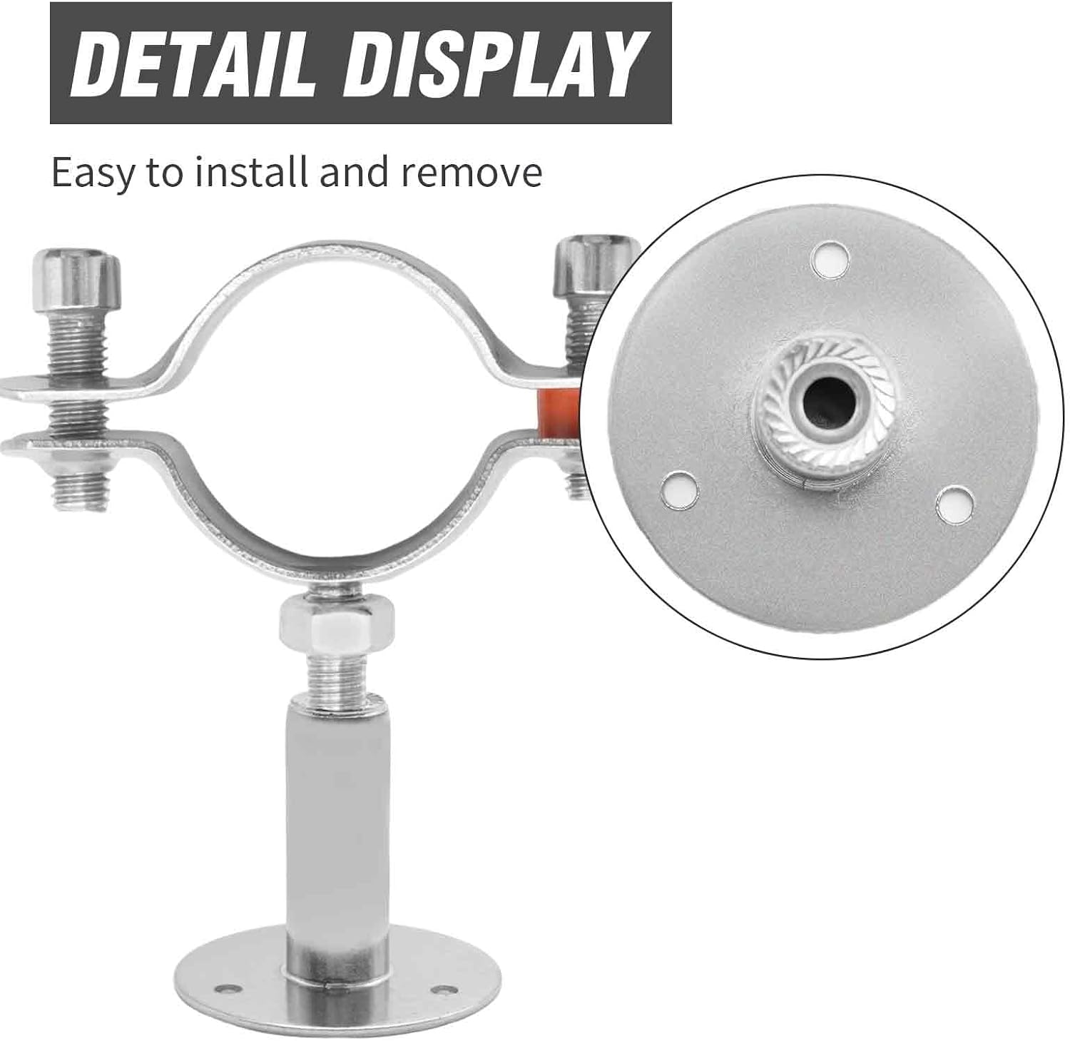 EATAKWARD 2Pcs 1.57 Inch Stainless Steel Pipe Support, Range 38-40mm Wall Ceiling Mount Pipe Strap Clamp Adjustable Pipe Bracket Holder, Replace for Tube Fitting