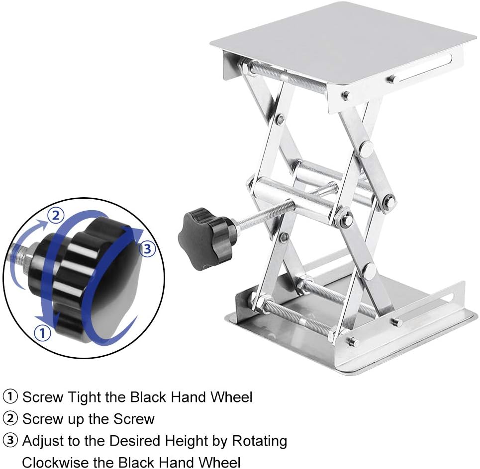 Labasics Lab Scissors Jack, 100 x 100 mm Stainless Steel Laboratory Support Jack Platform Lab Lift Stand Table - Image 5